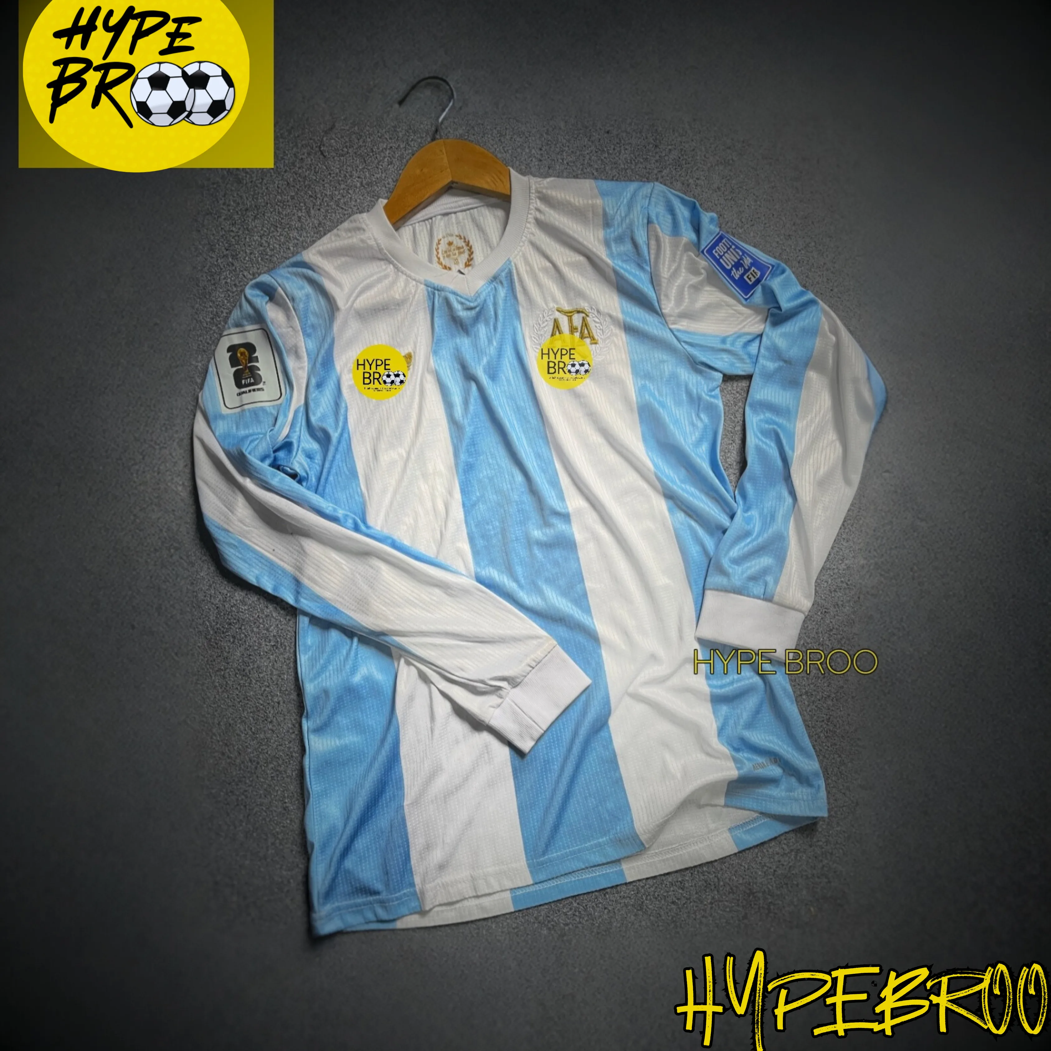 Argentina 50th Anniversary Kit 2025 Full Sleeve Jersey on Hanger Carpet Flatlay