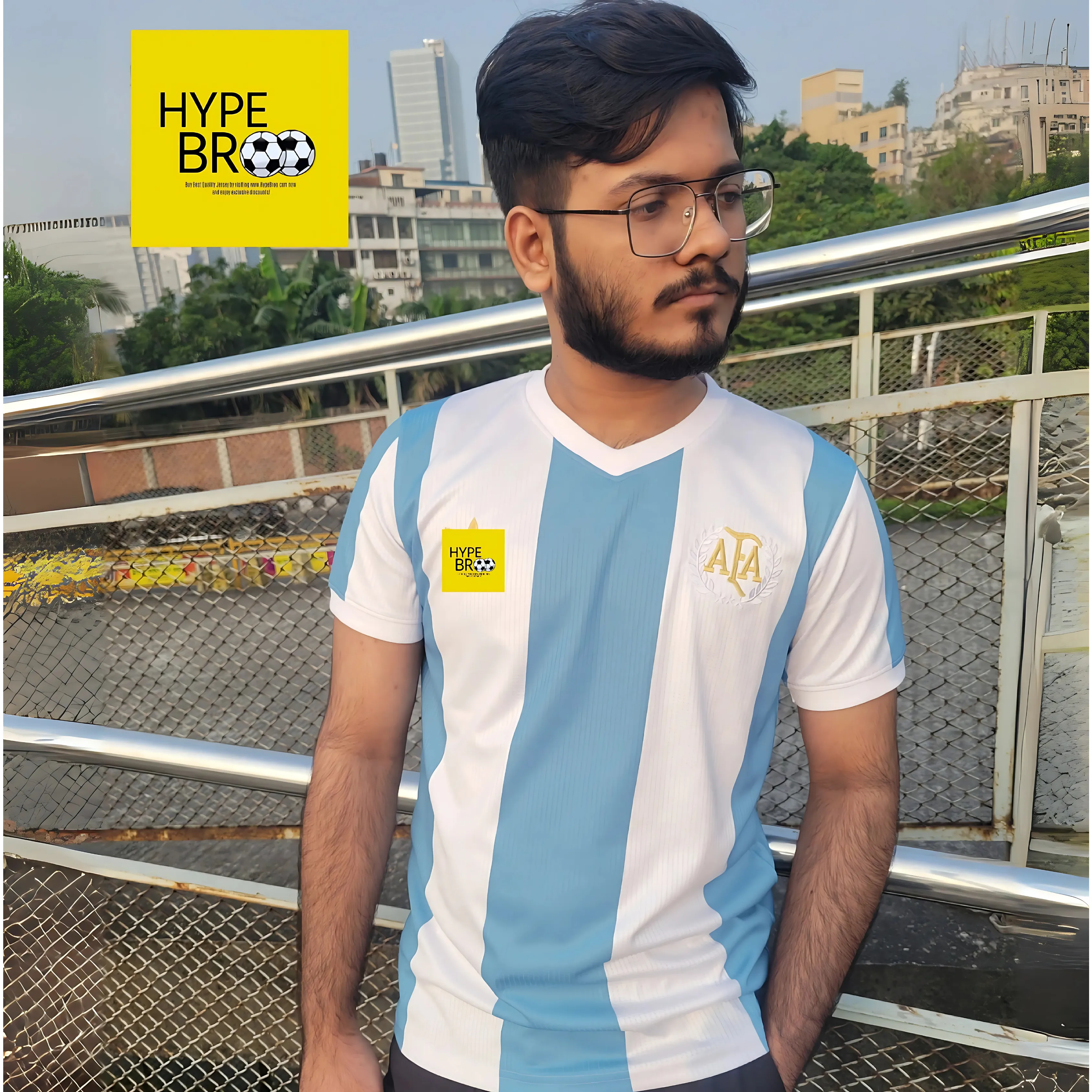 Argentina 50th Anniversary Kit 2025 Front Half Sleeve on Model