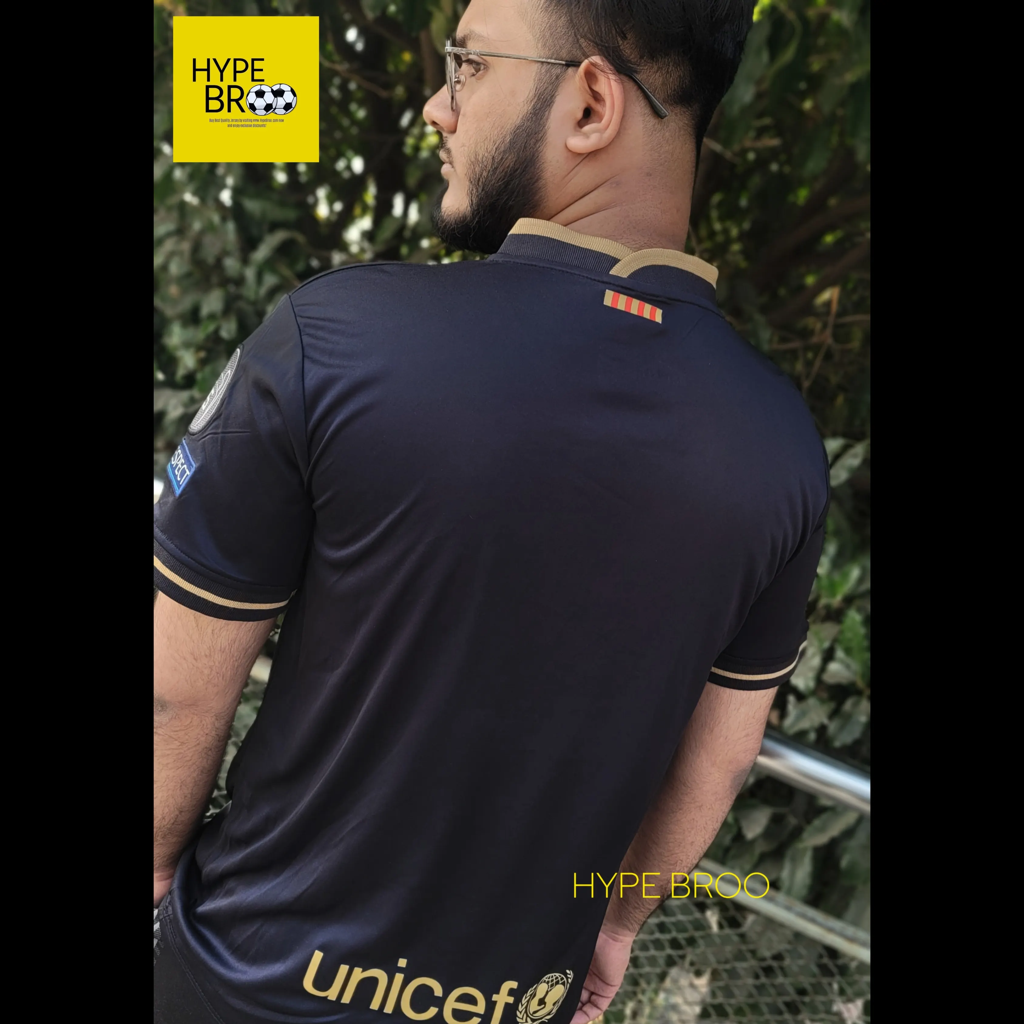 FC Barcelona 2020-21 away jersey back view with name and number print space