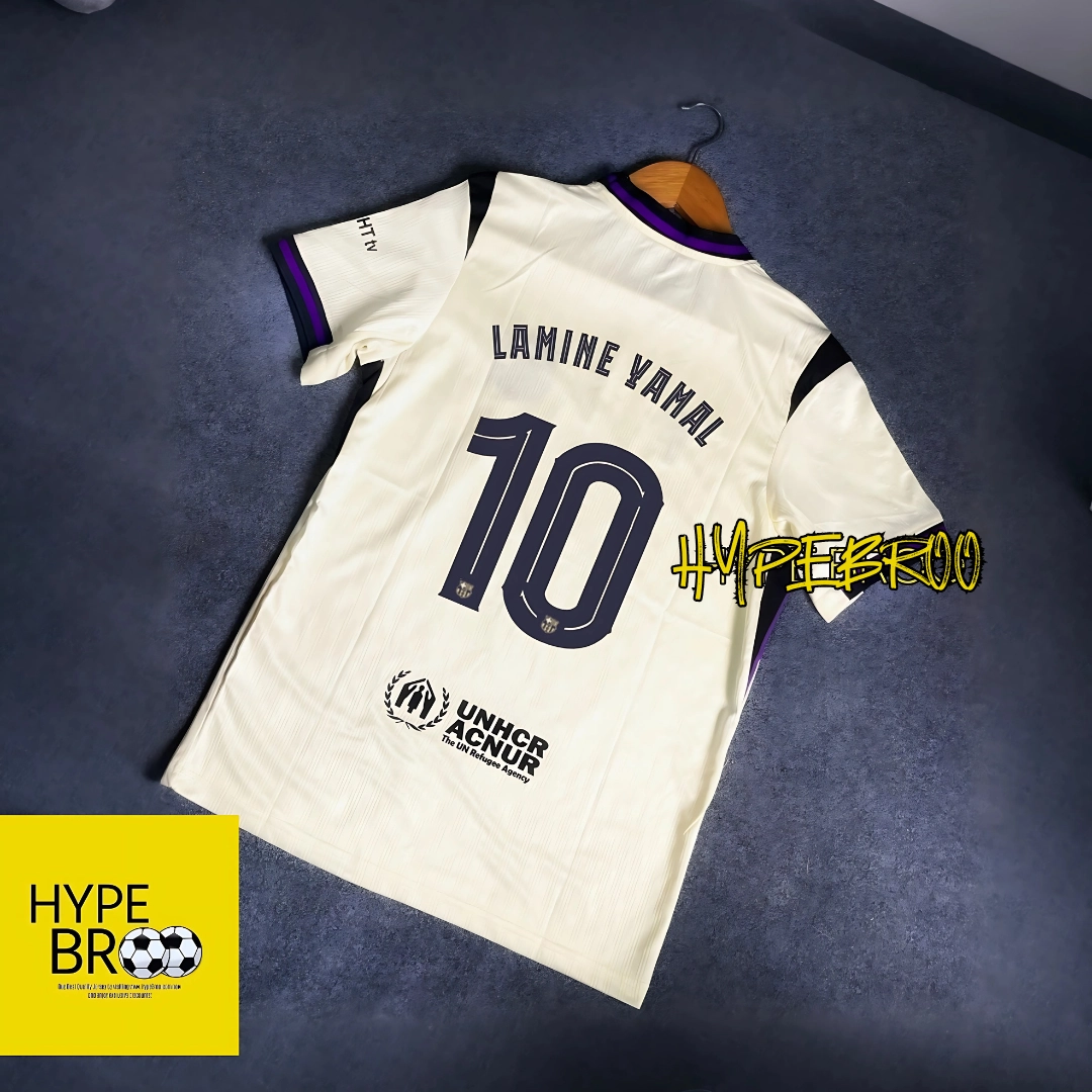 Barcelona 2025-26 away kit back view with custom player name and number