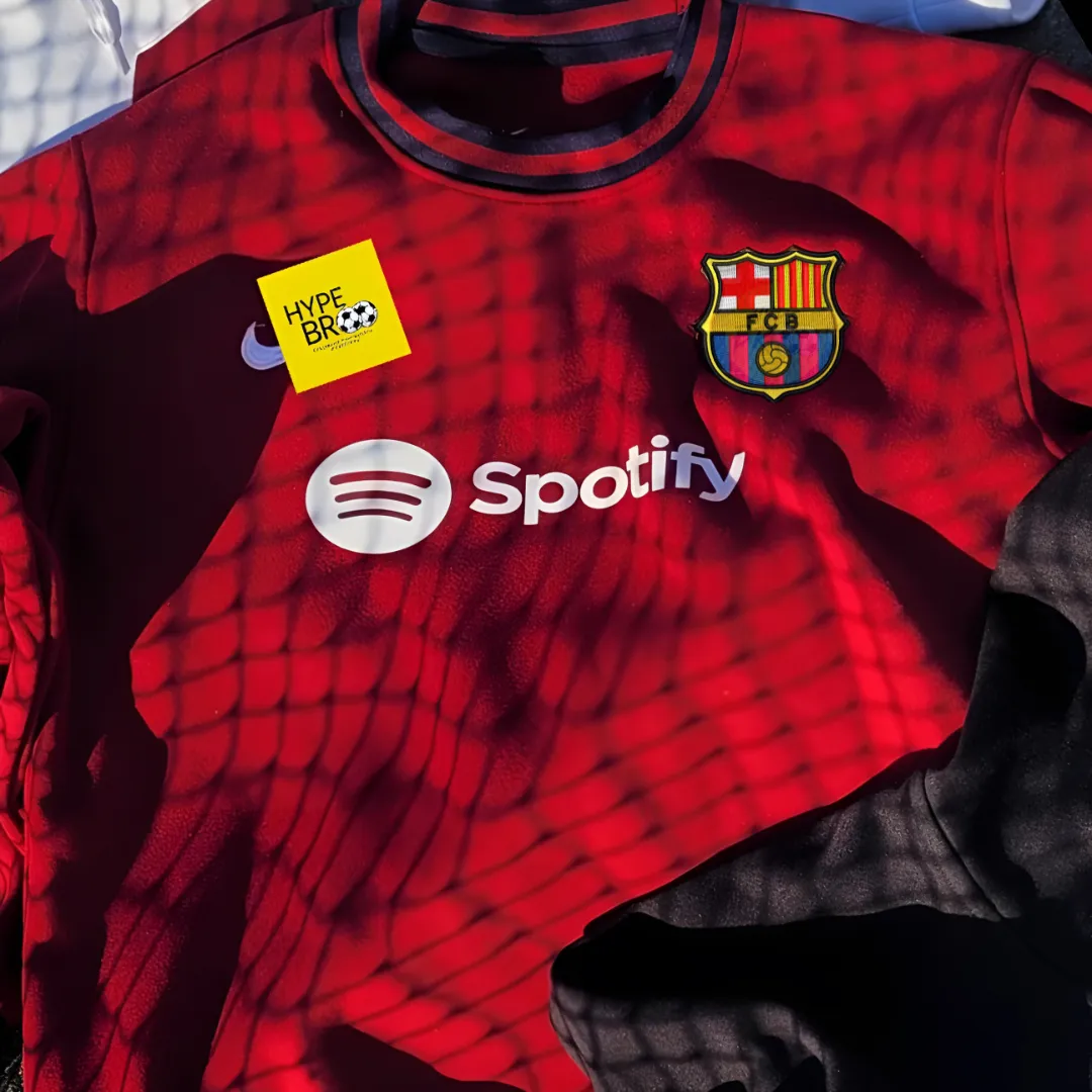 FC Barcelona maroon sweatshirt front view in daylight setting