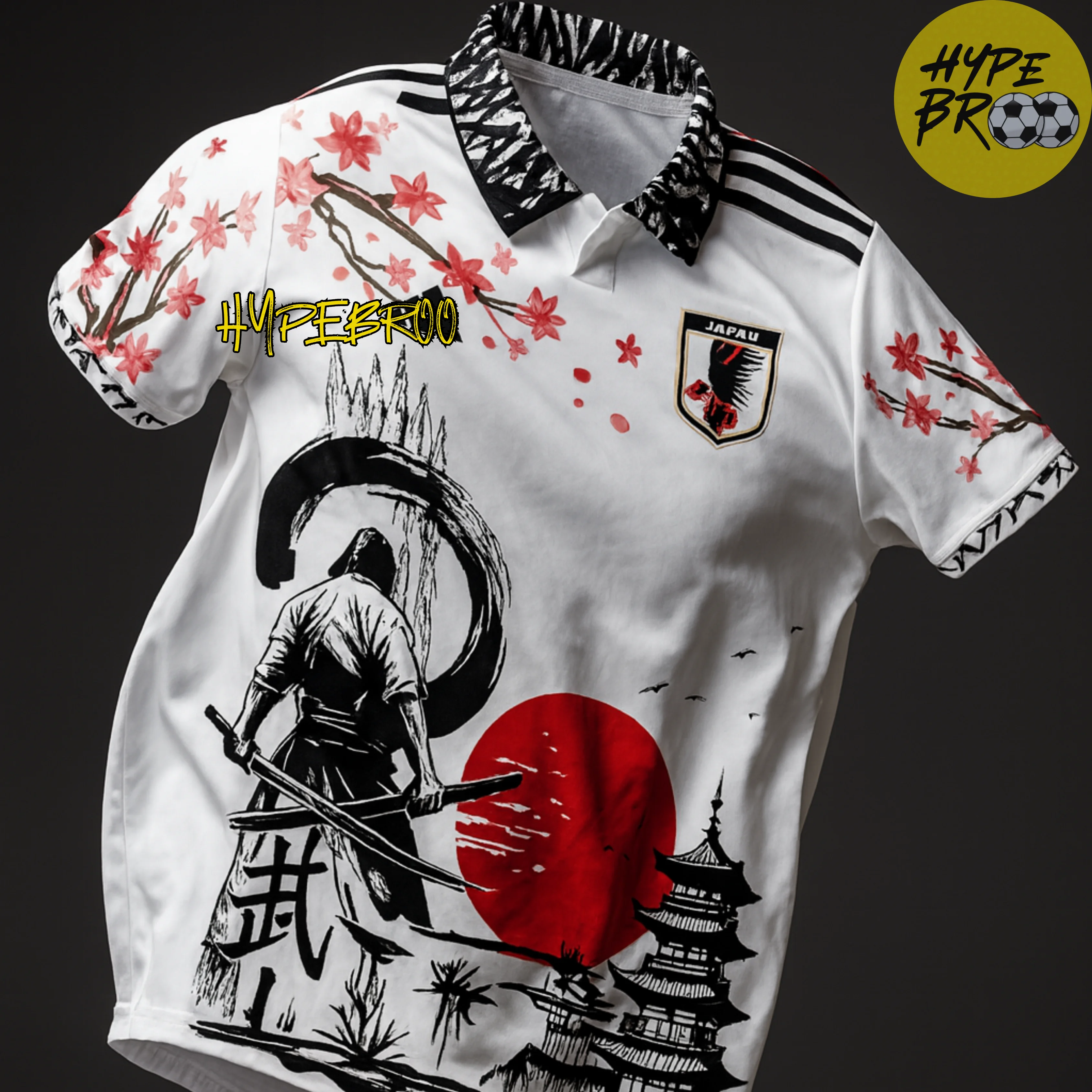 Render mockup of Japan concept football kit floating in air
