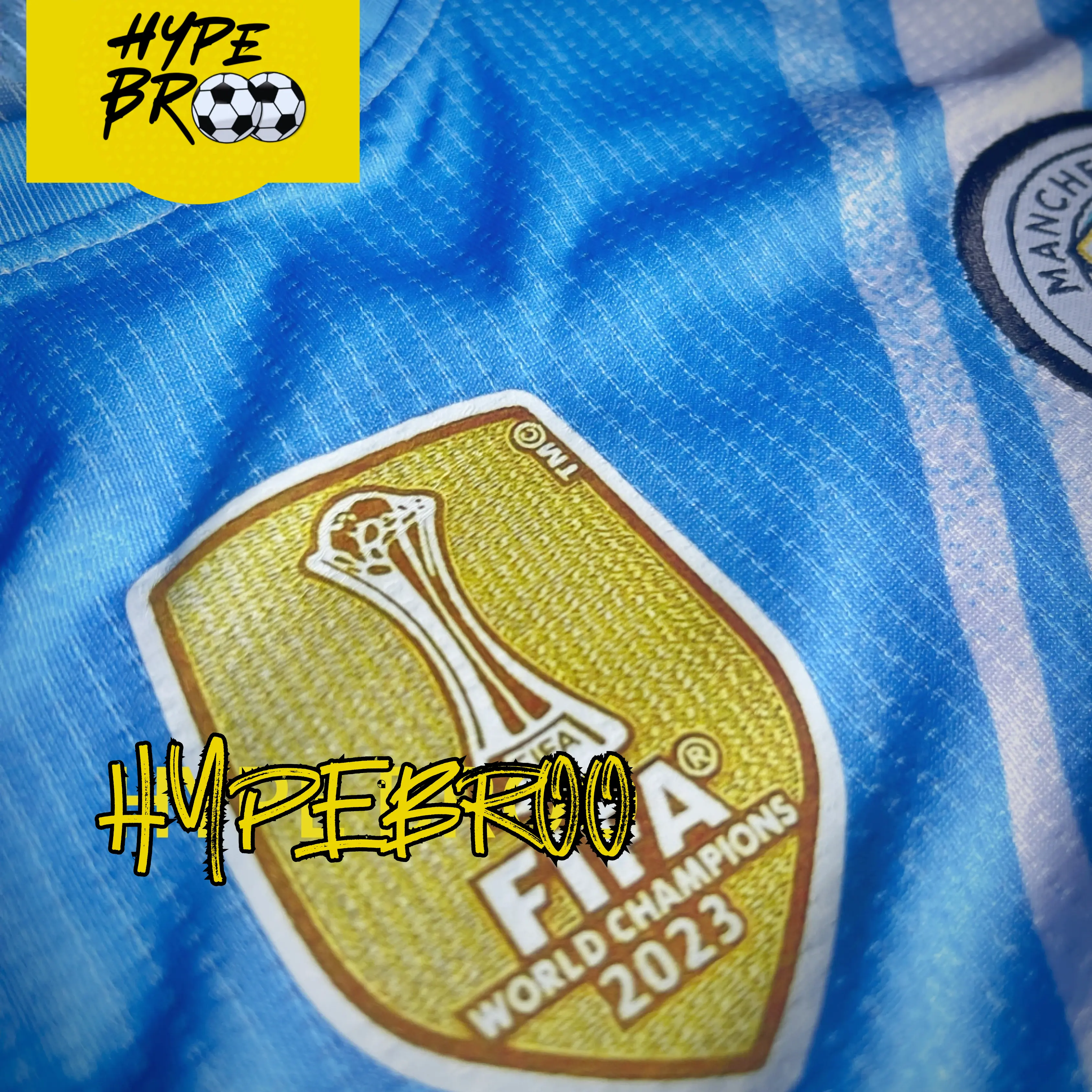 Manchester City 2025-26 home jersey with 2023 FIFA Club World Champion patch
