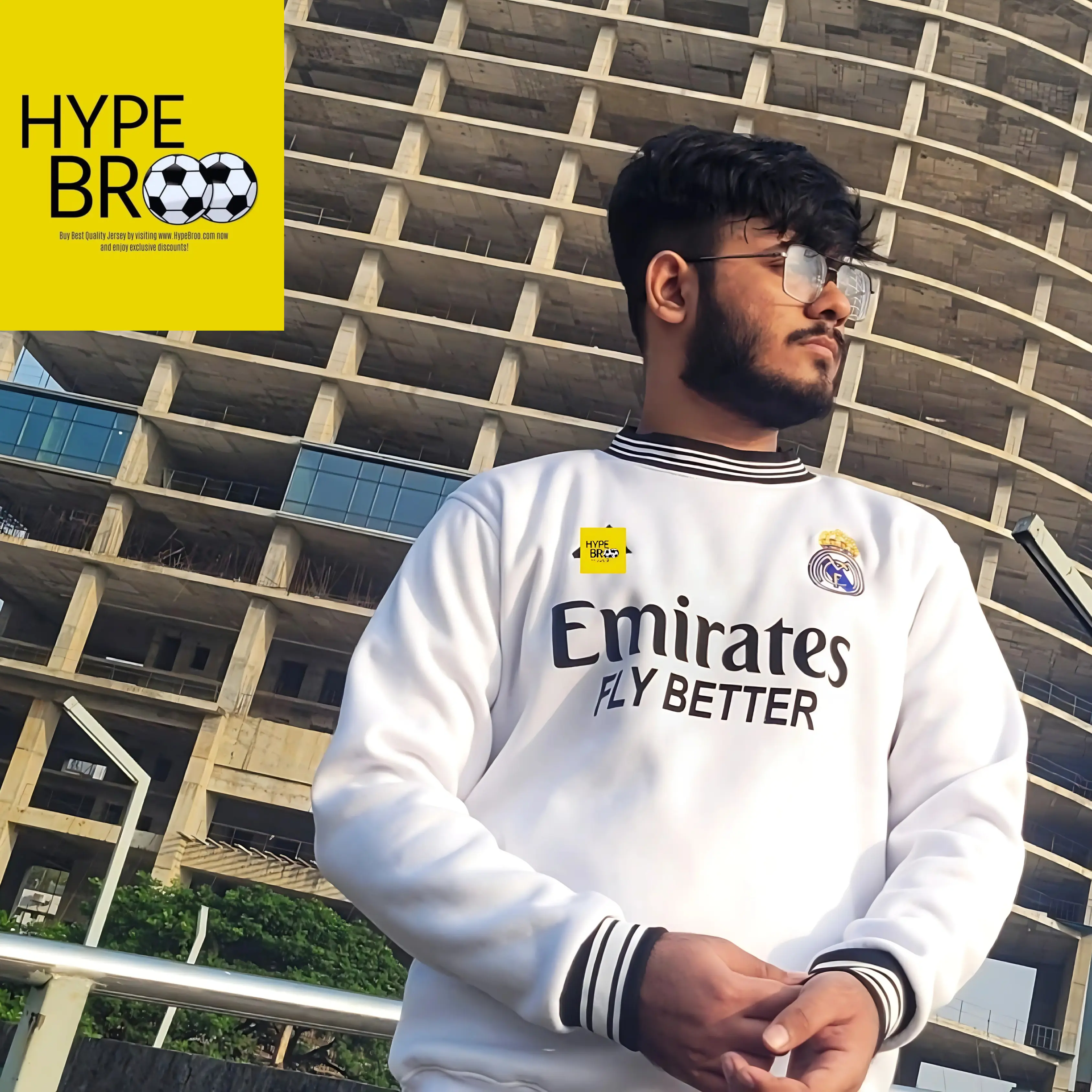 Real Madrid white sweatshirt front view