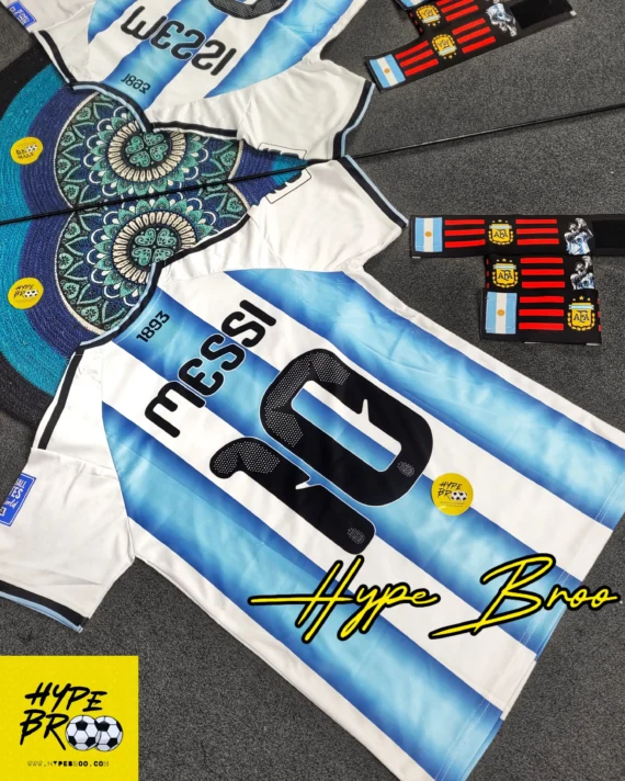 ARG-COMBO [ HOME JERSEY + MESSI10 NAME NUMBER + OFFICAL PATTERN SHORTS ...